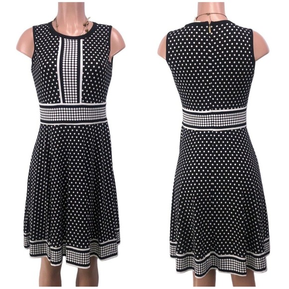 Michael Kors Simple Dot Fit & Flare Women Dress -Size S Black/White NWT - Picture 14 of 17